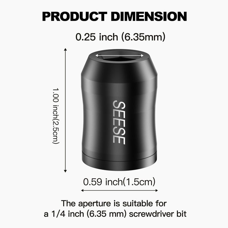 SEESE Strong Magnetic Screw Ring: 1/4 Inch/ 6.35 mm Universal Magnetic Screw Holder - Removable Magnetic Screwdriver Drill Bit Holder for Hex Screwdriver and Power Bits(2 Pcs) - Image 3
